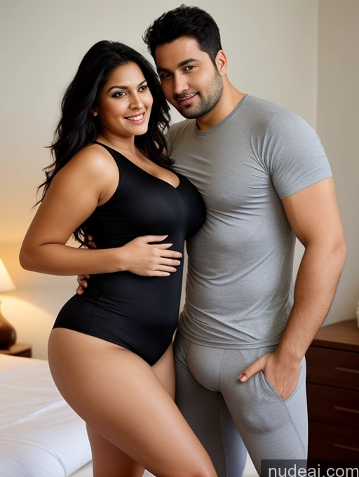 related ai porn images free for Woman + Man Perfect Boobs Beautiful Big Ass Chubby Long Legs Perfect Body 30s Sexy Face Seductive Black Hair Long Hair Indian Bedroom Front View Spandex Shirt