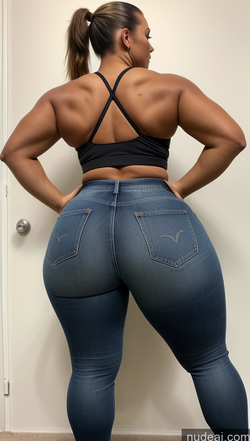 ai nude image of arafed woman in jeans showing off her butt and butt pics of Athlete Big Ass Big Hips Jeans Ponytail