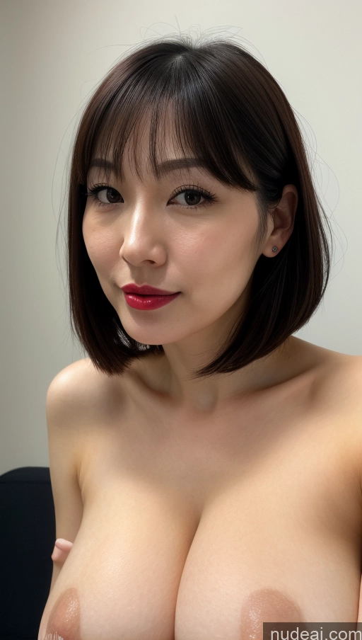 related ai porn images free for Woman One Beautiful Lipstick Fairer Skin Black Hair Simple Detailed Huge Boobs 30s Close-up View Japanese Bobcut