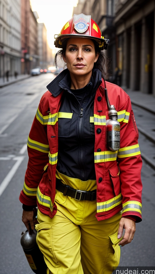 related ai porn images free for Perfect Body Thick Sexy Face Hungarian Big Ass 40s Front View Messy Black Hair Street Firefighter