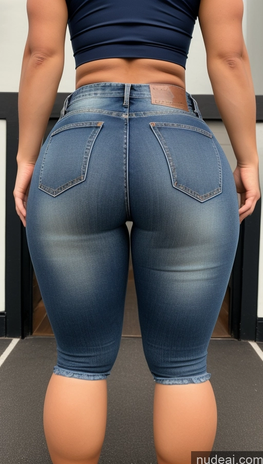 ai nude image of arafed woman in jeans showing off her butt and butt pics of Athlete Big Hips Big Ass Jeans Bangs