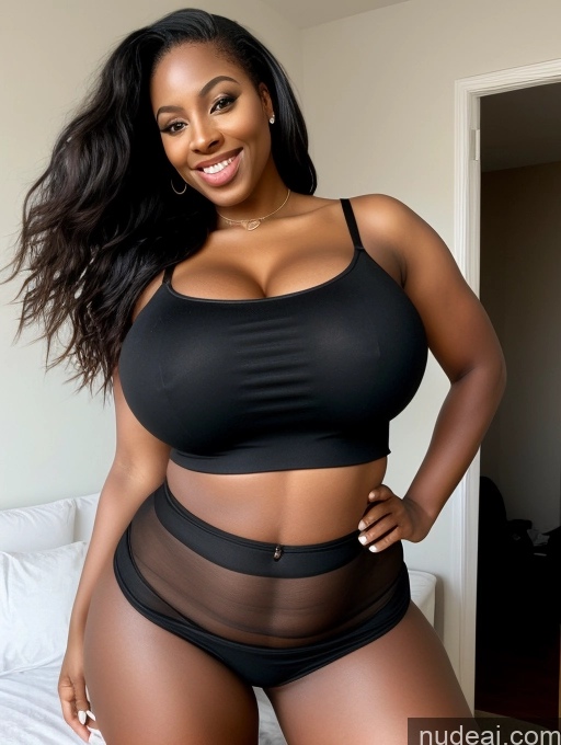 ai nude image of there is a woman in a black bra top and black panties pics of Huge Boobs Perfect Boobs Big Ass Thick Big Hips 30s Laughing Long Hair Black Hair African Boots Chemise High Heels Mini Skirt Panties