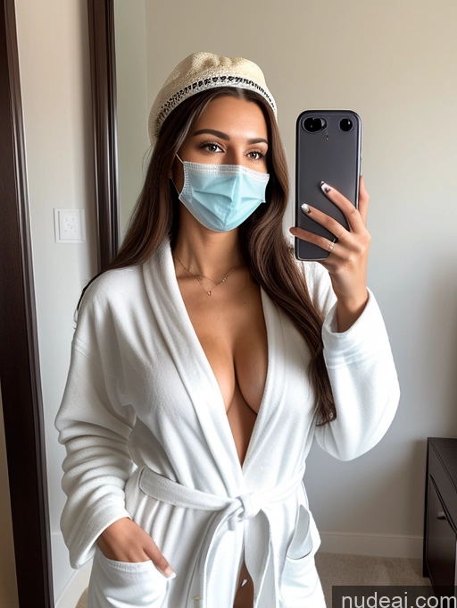 related ai porn images free for Woman One Perfect Boobs Big Ass Skinny Long Hair 18 Seductive Brunette Straight Latina Mirror Selfie Bathrobe Chemise Face Mask Hat