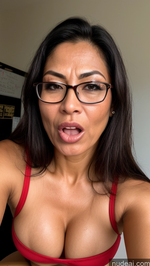 ai nude image of arafed woman with glasses making a funny face while wearing a red bra pics of Milf Beautiful Lipstick Big Ass Perfect Body Tanned Skin Oiled Body 50s Orgasm Angry Ahegao Brazilian Skin Detail (beta) Cumshot Blouse Devil Short Shorts Teacher Cleavage Jewelry Dark Lighting Detailed Perfect Boobs Busty Glasses