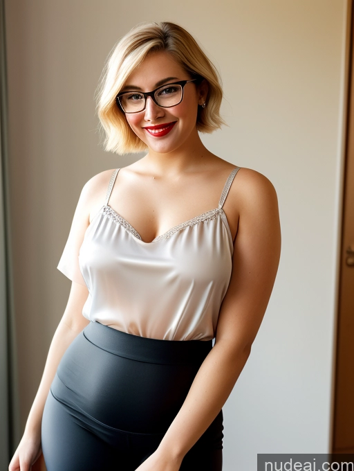 ai nude image of blond woman in glasses and a white top posing for a picture pics of 18 Czech Blonde Short Hair Fat Busty Short Glasses Blouse Shirt Satin Simple Yoga Pants Bedroom Tunic 60s Transparent Perfect Boobs Chemise Casual Lipstick Secretary Happy Sexy Face Two