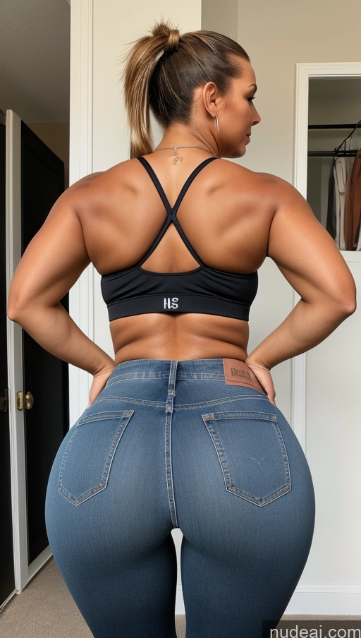 ai nude image of araffe butt lifter in tight jeans showing off her butt pics of Big Ass Big Hips Athlete Jeans Ponytail