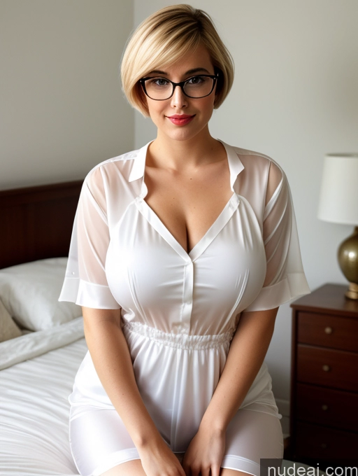 ai nude image of blond woman in white dress sitting on bed with glasses on pics of 18 Czech Fat Busty Short Bedroom Blouse Shirt Satin Yoga Pants Simple Transparent Casual Chemise Sexy Face Glasses Secretary Tunic Perfect Boobs 60s Blonde Short Hair