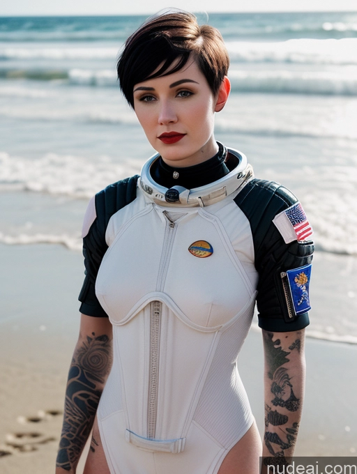 related ai porn images free for Woman Beautiful Tattoos Black Hair Pixie Beach Fairer Skin White Lipstick 18 Space Suit