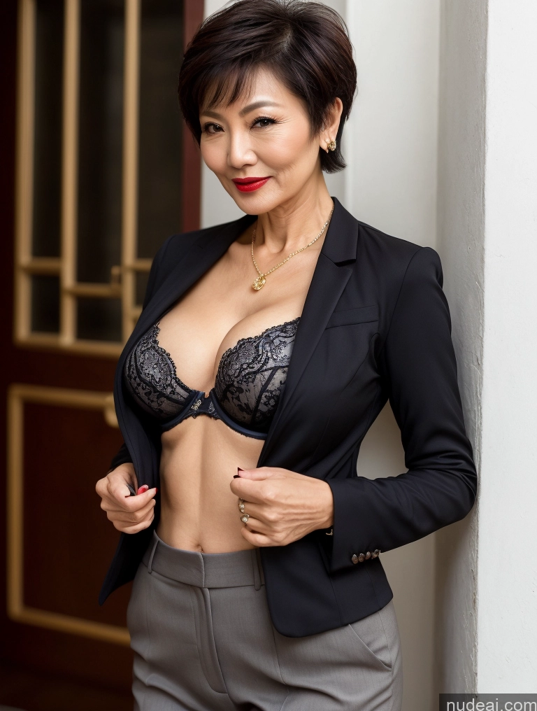 related ai porn images free for Milf Perfect Boobs Perfect Body Beautiful Lipstick 60s Sexy Face Short Hair Chinese Bra Jacket Suit Stylish Professor Secretary Dark Lighting Detailed