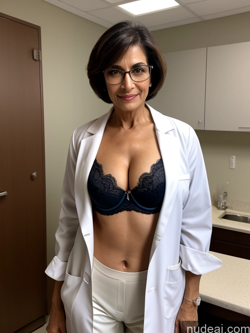 related ai porn images free for Milf Perfect Boobs Perfect Body Beautiful Glasses 60s Sexy Face Short Hair Doctor Bra Lab Coat Cleavage Dark Lighting Detailed Arabic