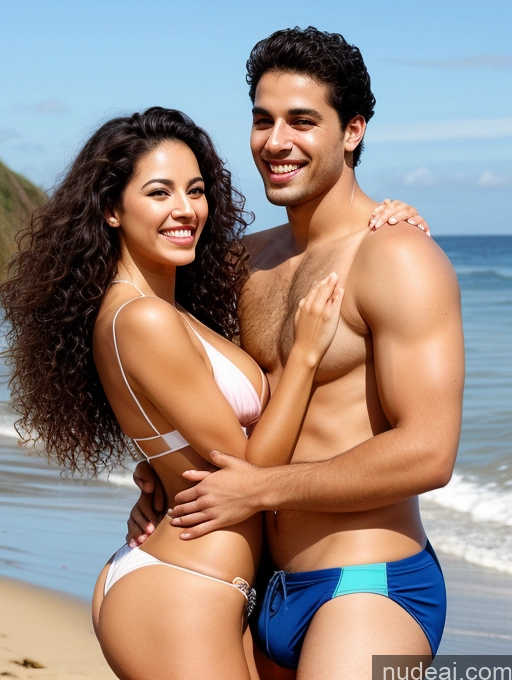 related ai porn images free for Brazilian Seductive Orgasm Laughing Happy Sexy Face 20s Woman + Man Two Busty Big Ass Tall Brunette Curly Hair Beach Front View Spreading Legs Bikini