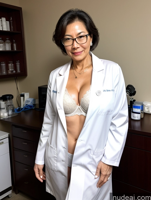 related ai porn images free for Milf Perfect Boobs Perfect Body Beautiful Glasses 60s Sexy Face Doctor Bra Lab Coat Cleavage Dark Lighting Detailed Chinese