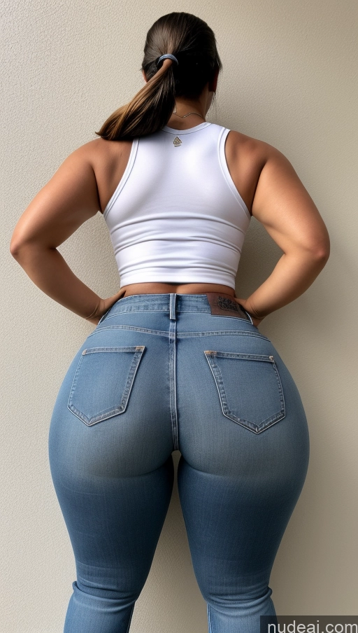 ai nude image of araffe butt - bari woman in jeans and a white tank top pics of Big Hips Big Ass Athlete Jeans Pigtails