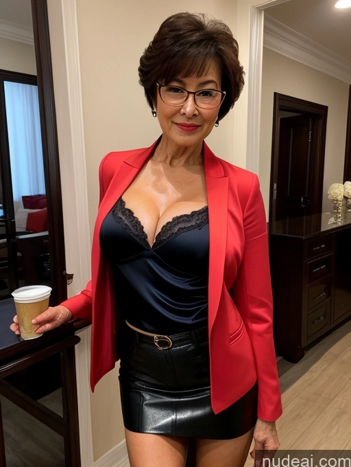 related ai porn images free for Milf Perfect Boobs Beautiful Glasses Perfect Body 70s Pixie Chinese Party Blouse Bra Jacket Stylish Suit Cleavage Dark Lighting Detailed