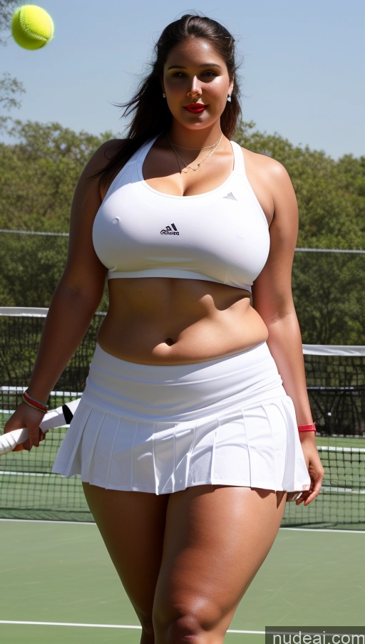 ai nude image of araffe woman in a white tennis skirt and a tennis ball pics of Huge Boobs Big Ass Abs Chubby Fairer Skin Indian Tennis Lipstick