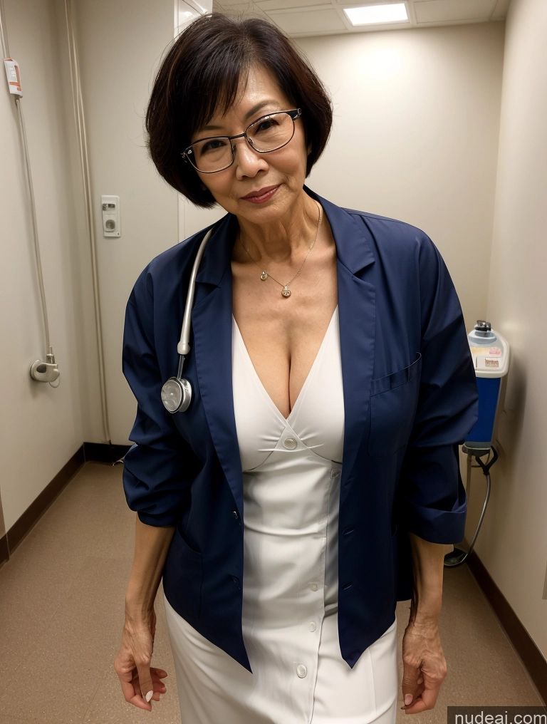 related ai porn images free for Milf Perfect Body Perfect Boobs Beautiful Glasses Sexy Face Short Hair Chinese Hospital Bra Doctor Lab Coat Stylish Cleavage Detailed 70s Dark Lighting