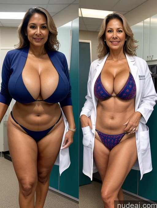 related ai porn images free for Milf One Busty Huge Boobs Tanned Skin Front View Microkini Thong Brazilian 70s Lab Coat Doctor