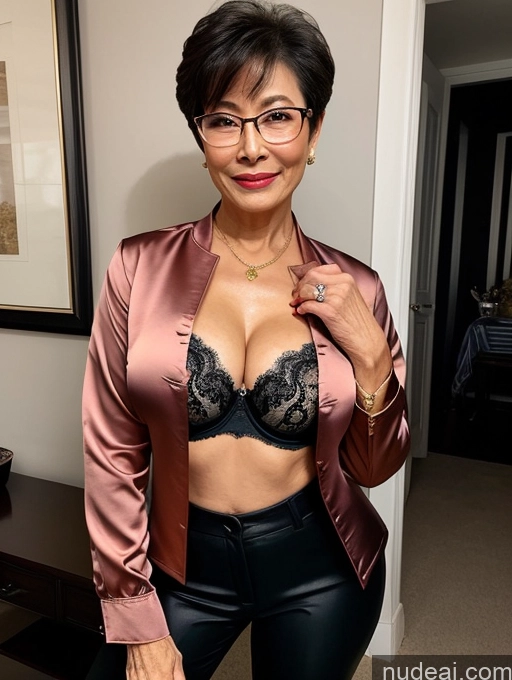 related ai porn images free for Milf Perfect Boobs Beautiful Glasses Perfect Body 70s Pixie Chinese Party Blouse Bra Jacket Stylish Suit Cleavage Dark Lighting Detailed