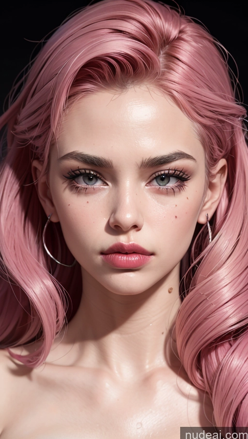 ai nude image of a close up of a woman with pink hair and a pink dress pics of 18 Pink Hair Sexy Face Busty Lipstick Pouting Lips German Skinny Model Kidnapped-bdsm-willing Partner