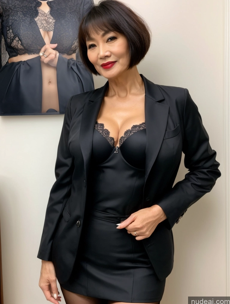 related ai porn images free for Milf Perfect Boobs Beautiful Lipstick Perfect Body Short Hair 60s Chinese Bra Jacket Professor Secretary Stylish Suit Dark Lighting Detailed Sexy Face