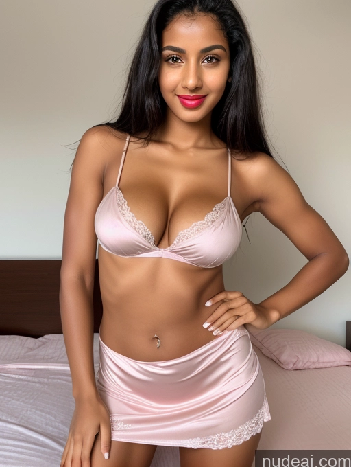 ai nude image of araffe woman in a pink lingerie posing on a bed pics of Busty Small Tits Lipstick Small Ass Skinny Abs Pubic Hair Tanned Skin 18 Black Hair Straight Ethiopian Nightgown