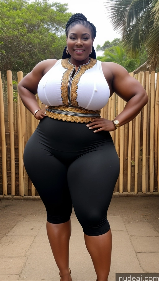 ai nude image of a woman in a white top and black pants posing for a picture pics of Huge Boobs Muscular Big Ass Abs Chubby Fairer Skin Traditional Black