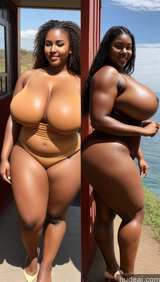 ai nude image of two women in swimsuits posing for a picture by the water pics of Huge Boobs Muscular Big Ass Abs Chubby 18 Long Hair Dress Ethiopian