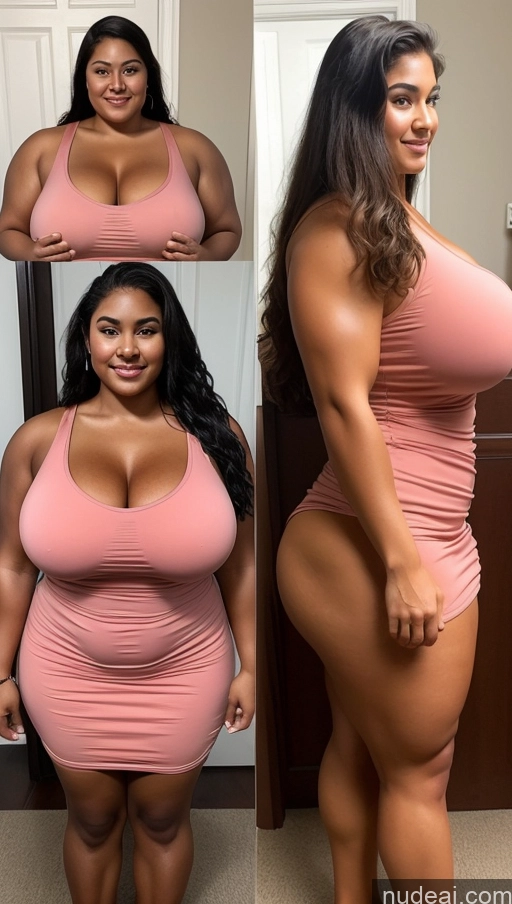 ai nude image of a woman in a pink dress posing for a picture in a mirror pics of Huge Boobs Muscular Big Ass Abs Chubby 18 Long Hair Dress Polynesian