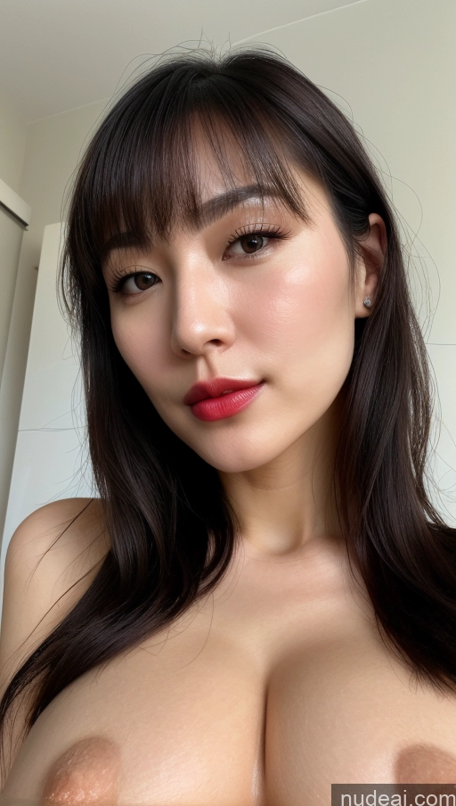 related ai porn images free for Woman One Huge Boobs Beautiful Lipstick Fairer Skin Black Hair Close-up View Simple Detailed Korean Bangs 30s