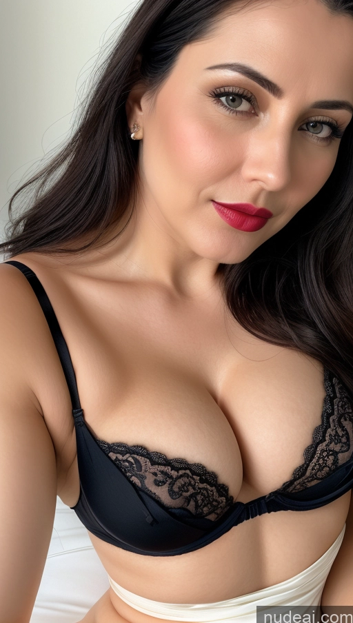 related ai porn images free for Woman One Lipstick Black Hair Slicked Indian Simple Detailed Busty Close-up View Bra Traditional Perfect Boobs 40s Stylish Cleavage Fairer Skin