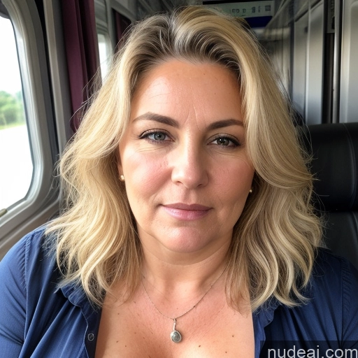 related ai porn images free for Thick Chubby Serious Blonde Messy White Skin Detail (beta) Train Front View Cumshot Detailed 50s Milf Blouse