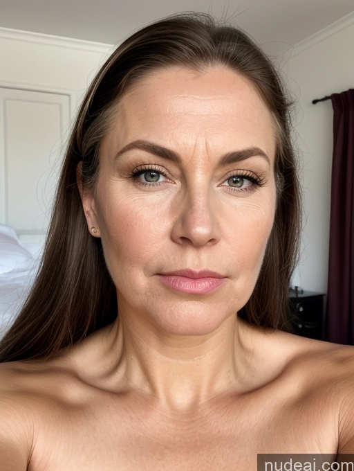 ai nude image of there is a woman with a very big breast posing for a picture pics of Milf One Busty Big Ass Chubby Big Hips 60s Brunette Scandinavian Skin Detail (beta) Front View Shocked Sad Bedroom Beautiful Fairer Skin Legspread Pouting Lips Ponytail