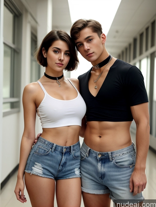 related ai porn images free for Perfect Boobs Beautiful Small Ass Skinny Abs School Hallway 18 Seductive Brunette Short Hair Choker Crop Top Daisy Dukes Fairer Skin French Woman + Man