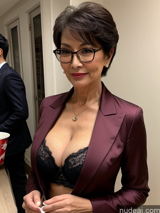 related ai porn images free for Milf Perfect Boobs Beautiful Glasses Perfect Body 70s Pixie Chinese Party Blouse Bra Jacket Stylish Suit Cleavage Dark Lighting Detailed