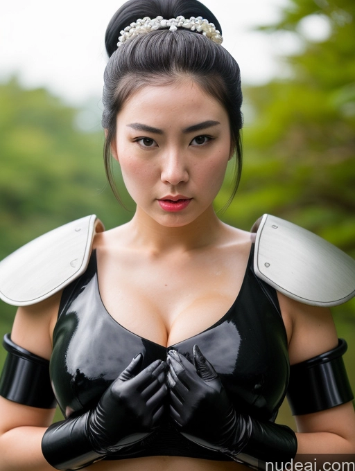 ai nude image of there is a woman in a black latex outfit posing for a picture pics of Perfect Boobs Big Hips Oiled Body Perfect Body Black Hair Ponytail Pubic Hair Japanese Onsen Geisha Gloves Sci-fi Armor Cleavage Jewelry Pearl Jewelry Angry Fairer Skin 18