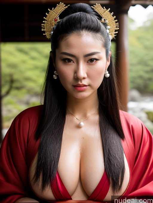 ai nude image of arafed asian woman in a red dress with a gold crown pics of Perfect Boobs Big Hips Oiled Body Perfect Body Black Hair Ponytail Pubic Hair Japanese Onsen Geisha Gloves Cleavage Jewelry Pearl Jewelry Angry Fairer Skin 18 Fantasy Armor