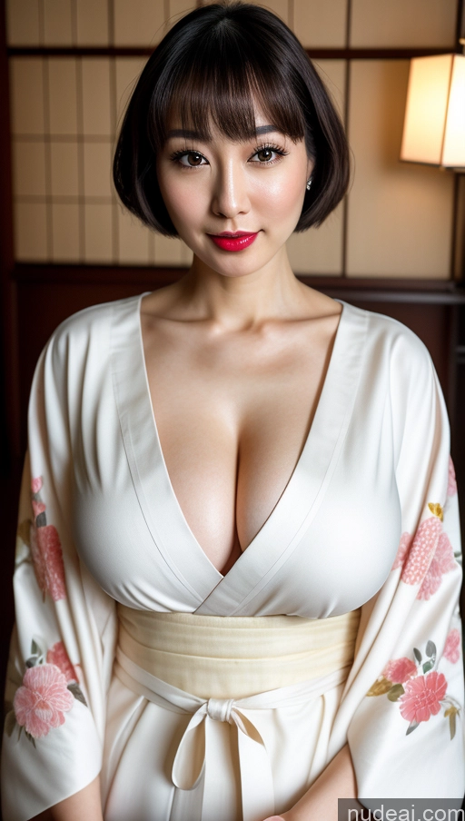 related ai porn images free for Woman One Huge Boobs Beautiful Lipstick Fairer Skin 30s Bobcut Japanese Close-up View Simple Detailed Black Hair Kimono