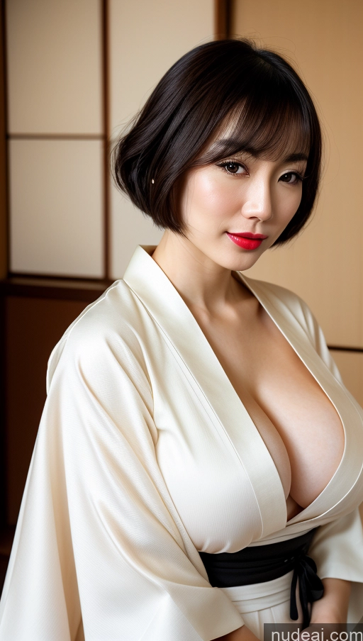 related ai porn images free for Woman One Huge Boobs Beautiful Lipstick Fairer Skin 30s Bobcut Japanese Close-up View Simple Detailed Black Hair Kimono