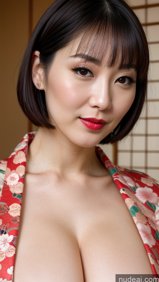 related ai porn images free for Woman One Huge Boobs Beautiful Lipstick Fairer Skin 30s Bobcut Japanese Close-up View Simple Detailed Black Hair Kimono