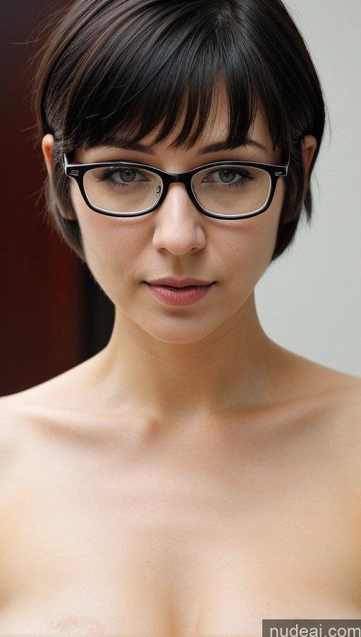 ai nude image of there is a woman with glasses and a bra top on pics of Woman One 30s Black Hair Close-up View Simple Detailed Indian Perfect Boobs Short Hair Glasses Fairer Skin Thick Beautiful