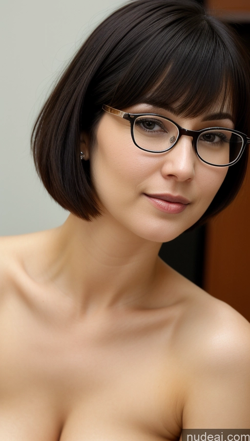 ai nude image of arafed woman with glasses and a short bob with a shaved face pics of Woman One 30s Black Hair Close-up View Simple Detailed Indian Perfect Boobs Short Hair Glasses Fairer Skin Thick Beautiful