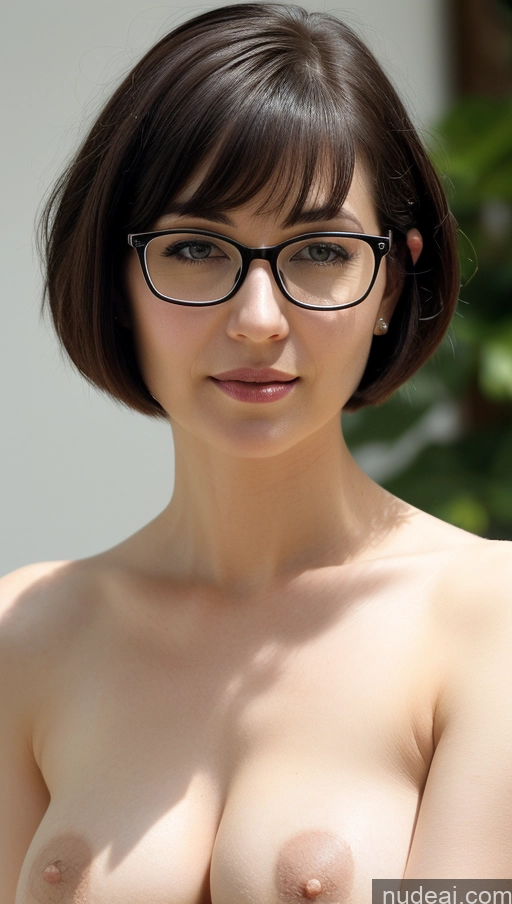 ai nude image of arafed woman with glasses and a short hair posing naked pics of Woman One Fairer Skin 30s Black Hair Short Hair Close-up View Detailed Glasses Busty Perfect Boobs Simple Indian