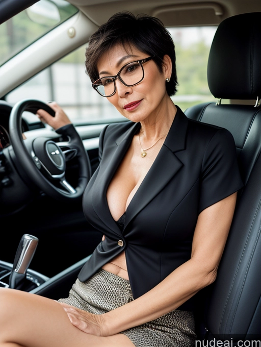 related ai porn images free for Milf Perfect Boobs Perfect Body Beautiful Glasses 70s Sexy Face Short Hair Chinese Car Blouse Bra Jacket Suit Stylish Professor Cleavage Detailed Dark Lighting