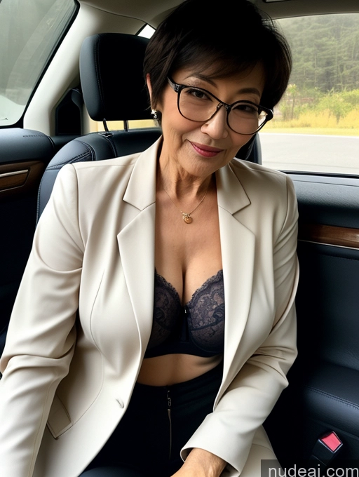 related ai porn images free for Milf Perfect Boobs Perfect Body Beautiful Glasses 70s Sexy Face Short Hair Chinese Car Blouse Bra Jacket Suit Stylish Professor Cleavage Detailed Dark Lighting