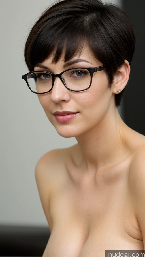 related ai porn images free for One Detailed Busty Perfect Boobs Woman Black Hair Close-up View Beautiful Indian Fairer Skin Glasses 30s Short Hair Simple