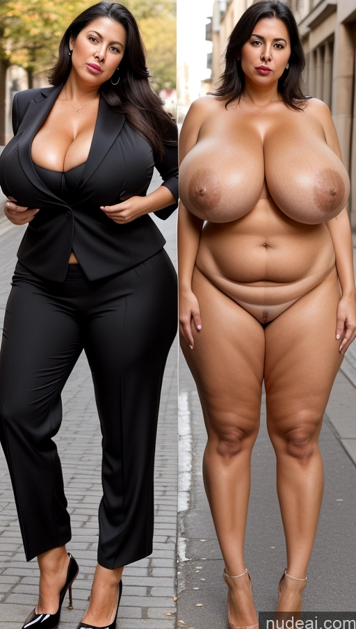 ai nude image of two women in black outfits posing for a picture on a street pics of Milf Busty Huge Boobs Beautiful Lipstick Big Ass Skinny Abs Thick Big Hips Long Legs Pubic Hair Black Hair Long Hair Turkish Suit Panties Onoff Street 70s Pouting Lips Sad Skin Detail (beta) Back View