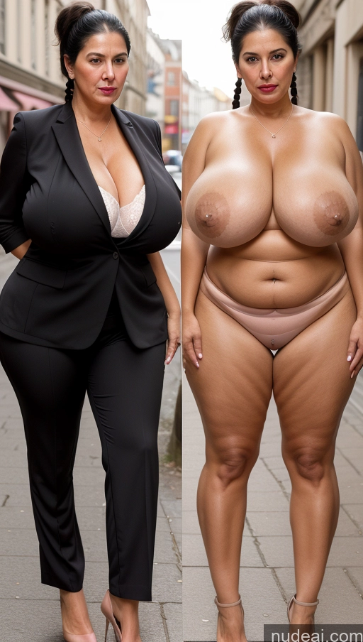 ai nude image of two women in business attire standing next to each other on a sidewalk pics of Milf Busty Huge Boobs Beautiful Lipstick Big Ass Skinny Abs Thick Big Hips Long Legs Pubic Hair Black Hair Suit Panties Onoff Street Pouting Lips Sad Skin Detail (beta) Back View 80s Pigtails Indian