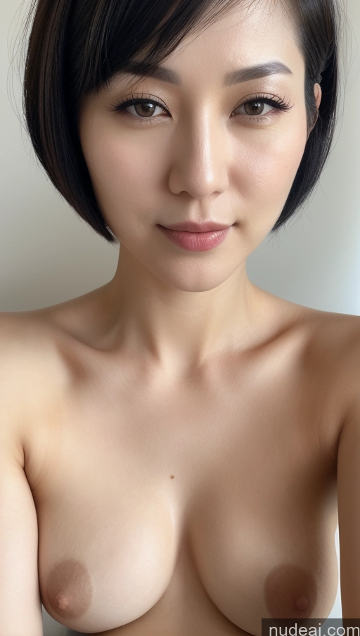 ai nude image of a close up of a woman with a very big breast pics of Woman One Beautiful Fairer Skin 30s Black Hair Short Hair Korean Close-up View Simple Detailed Perfect Boobs