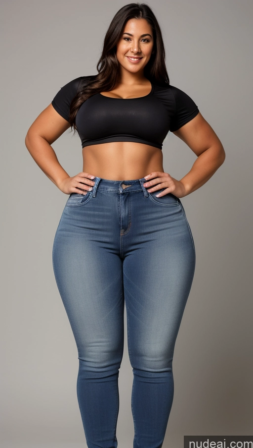 ai nude image of a pregnant woman in a black top and jeans posing for a picture pics of Athlete Perfect Boobs Big Hips Big Ass Jeans