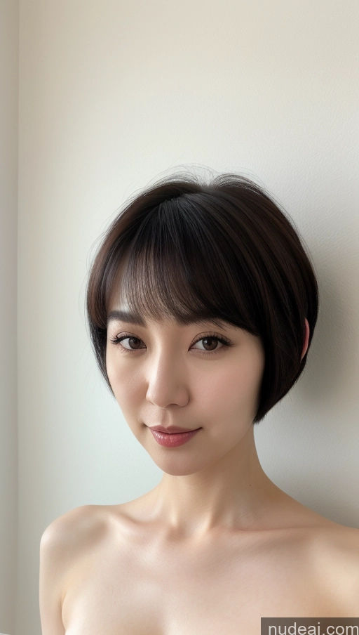 ai nude image of arafed asian woman with a short haircut posing for a picture pics of Woman One Beautiful Fairer Skin 30s Black Hair Short Hair Korean Close-up View Simple Detailed Perfect Boobs